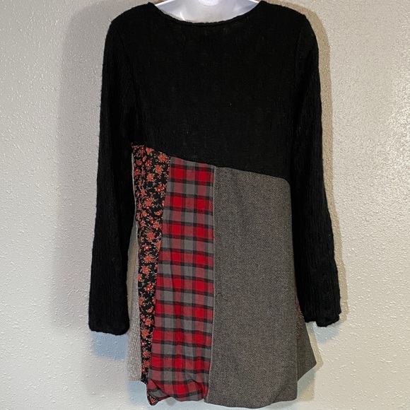 Patchwork Long Sleeve Dress - Black, Red, Gray - Picture 3 of 8